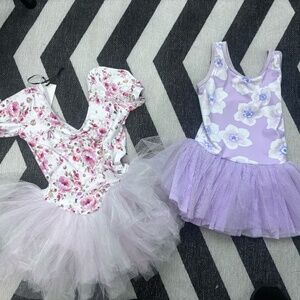 DanzNMotion & Danse De Paris Floral Tutu Leotards | Size 2-4 & 4